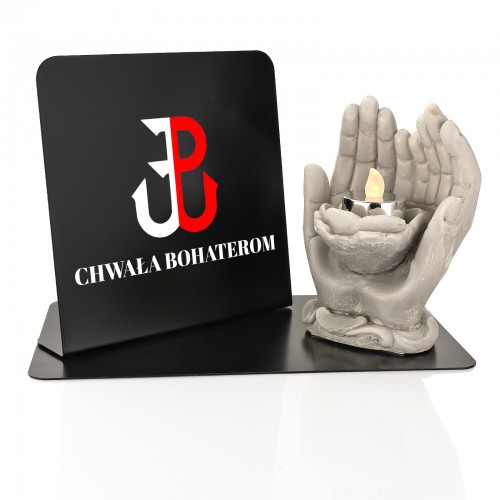 Statuetka dekoracyjna i lampka LED na grób dla ŻOŁNIERZA