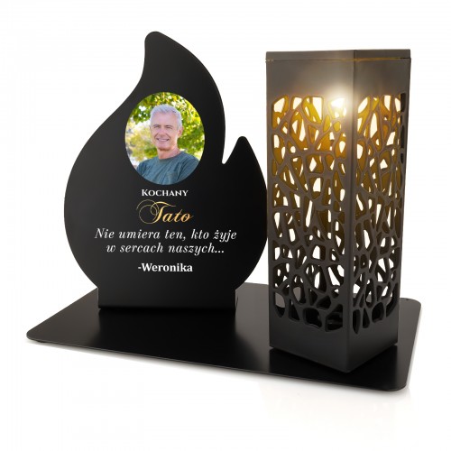 Lampion solarny znicz LED ze zdjęciem dla TATY