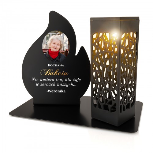 Lampion solarny znicz LED ze zdjęciem dla BABCI