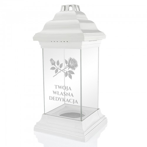 Znicz lampion biały z GRAWEREM własnej dedykacji