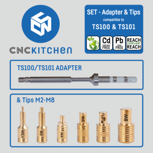 CNC Kitchen Lötspitzen SET mit Adapter (Einschmelzhilfen für Gewindeeinsätze) (TS100 & TS101)
