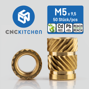 CNC Kitchen Gewindeeinsätze (metrisch) bleifrei (M5 Standard - 50 Stück)