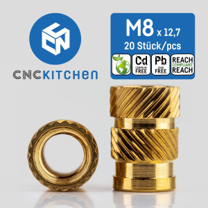 CNC Kitchen Gewindeeinsätze (metrisch) bleifrei (M8 Standard - 20 Stück)