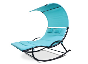 Dwuosobowy Leżak Bujany Laguna Kolor - Niebieski Na Stelażu Metalowym4iQ Group 4iQ