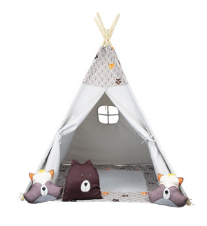 Szare Tipi Premium Dla Dzieci Lisek Z Poduszkami4iQ Group 4iQ