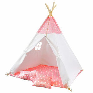 Różowe Tipi Premium Dla Dzieci W Gwiazdki Z Poduszkami4iQ Group 4iQ
