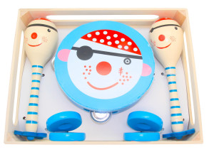 Drewniany Zestaw Instrumentów Muzycznych 3w1 Pirat4iQ 4iQ