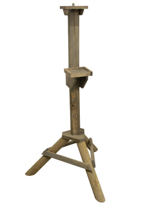 Drewniany Stojak Pod Karmnik Dla Ptaków Z Dodatkową Podstawką W Kolorze Szarym4iQ 4iQ