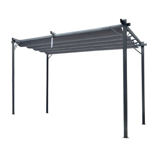 Metalowa Pergola Do Ogrodu 3x4m Szara Ze Składanym Baldachimem 12mkw4iQ Group 4iQ