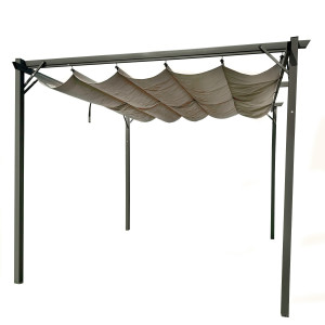 Metalowa Pergola Do Ogrodu 3x4m Beżowa Ze Składanym Baldachimem 12mkw4iQ Group 4iQ
