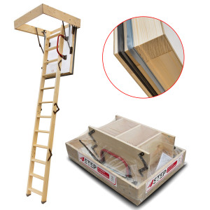 Drewniane Schody Strychowe Nordic 87mm 90x60 + Dodatkowa Uszczelka4STEP 4STEP