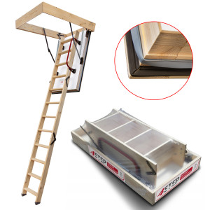Drewniane Schody Strychowe Nordic 87mm 120x90 + Dodatkowa Uszczelka4STEP 4STEP