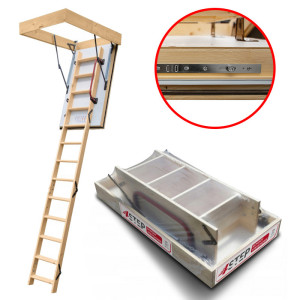 Drewniane Schody Strychowe Nordic 140x70 H-305 87mm + Dodatkowa Uszczelka4STEP 4STEP