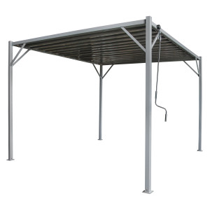 Pergola Ogrodowa 3x4m Metalowa Szara Z Regulowanym Dachem Panelowym 12mkw4iQ Group 4iQ
