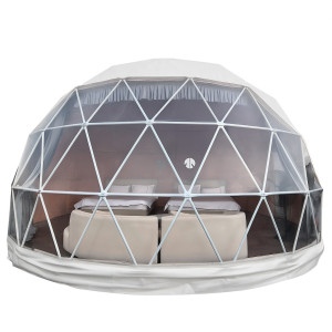 Namiot Sferyczny Całoroczny Kopuła ø 7m 38mkw Drzwi Pvc Okno Glamping4iQ Group 4iQ