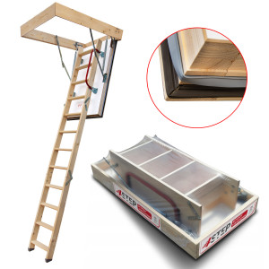 Drewniane Schody Strychowe Nordic 87mm 120x60 + Dodatkowa Uszczelka4STEP 4STEP