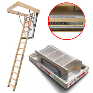 Drewniane Schody Strychowe Nordic 120x60 H-310 87mm + Dodatkowa Uszczelka4STEP 4STEP