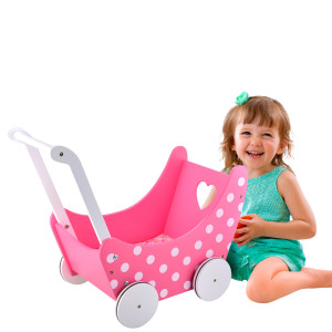 Drewniany Wózek Dla Lalek Gaby W Kropki4iQ Group 4iQ