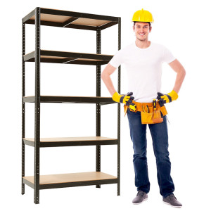 Regał Metalowy Magazynowy 220x110x45 Cm 875 Kg Czarny 2w1 Garażowy Do Piwnicy 175 Kg Na Półkę4iQ Group 4iQ