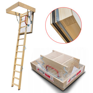 Drewniane Schody Strychowe Nordic 87mm 90x70 + Dodatkowa Uszczelka4STEP 4STEP