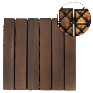 Podest Tarasowy Akacjowy 6 Paneli 30x30cm Płytki Ciemny Brąz4iQ Group 4iQ