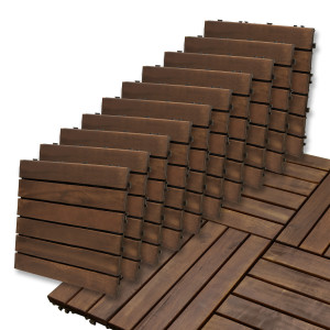 Podest Tarasowy Akacjowy 30x30cm Płytki Mozaika 6 Paneli Ciemny Brąz Zestaw 10szt. 0,9mkw4iQ Group 4iQ