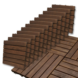 Podest Tarasowy Akacjowy 30x30cm Płytki Mozaika 6 Paneli Ciemny Brąz Zestaw 12szt. 1mkw4iQ Group 4iQ