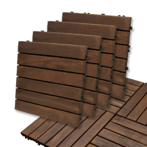 Podest Tarasowy Akacjowy 30x30cm Płytki Mozaika 6 Paneli Ciemny Brąz Zestaw 4szt. 0,36mkw4iQ Group 4iQ