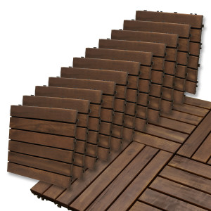 Podest Tarasowy Akacjowy 30x30cm Płytki Mozaika 6 Paneli Ciemny Brąz Zestaw 11szt. 0,99mkw4iQ Group 4iQ