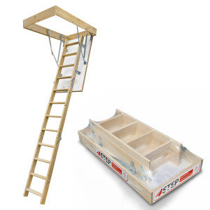 Drewniane Schody Strychowe Eko-line 120x70 26mm H280 Cm4STEP 4STEP