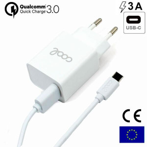 Carregador Tipo-C Universal 3A COOL Kit 2 em 1 Branco