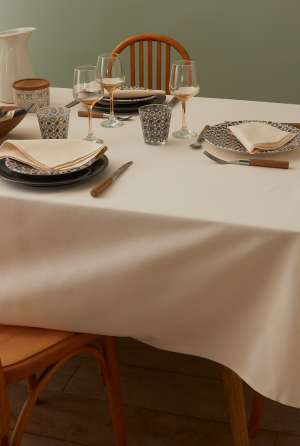 Coucke Nappe rectangulaire en coton Cambrai Crème 150x190 cm