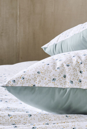 A demain Taie d'oreiller en percale de coton, Fleurs de lin 64x64 cm