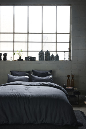 Housse de couette en lin, A Demain x Parti Pris Charbon 240x220 cm