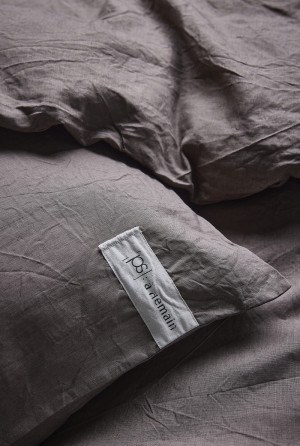 Drap-housse en lin, A Demain x Parti Pris Charbon 180x200 cm