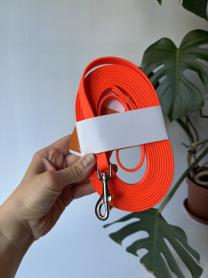 Linka dla psa treningowa Neon Orange 4 m | 9 mm | mały karabinek sprężynowy chromowany