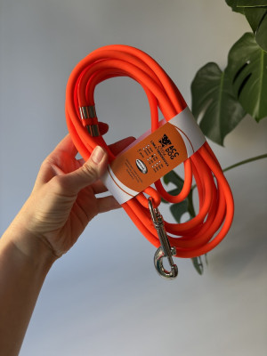Wodoodporna Otok z Biothane® Neon Orange 4,7 m | 8 mm | Karabinek duży sprężynowy chromowany