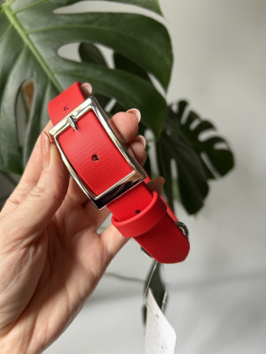 Obroża dla psa Classic Red L | 25 mm | 38-46 cm | Chromowane