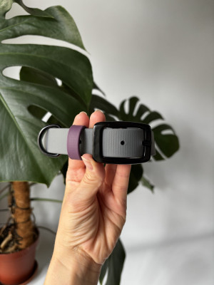 Obroża dla psa Dark Grey / Aubergine M | 25mm | 32-40 cm | Czarne