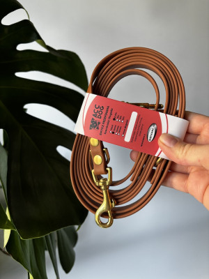 Wodoodporna Smycz dla psa przepinana Classic Brown | 240 cm | 13 mm | karabinek mały mosiężny