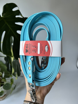 Wodoodporna Smycz dla psa przepinana Baby Blue | 500 cm | 19 mm | karabinek chromowany spustowy