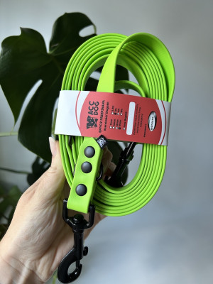 Wodoodporna Smycz dla psa przepinana Apple Green | 300 cm | 19 mm | karabinek czarny duży
