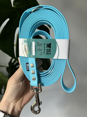 Wodoodporna Smycz dla psa miejska Baby Blue | 400 cm | 19 mm | karabinek sprężynowy chromowany duży