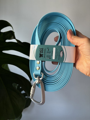 Wodoodporna Smycz dla psa miejska Baby Blue | 500 cm | 19 mm | karabinek aluminiowy zakręcany