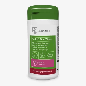 Velox Duo Wipes Medisept - chusteczki do dezynfekcji powierzchni i sprzętu medycznego puszka 100 szt.