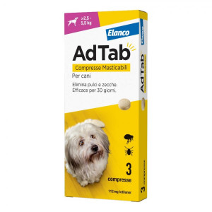 Elanco Adtab 112 mg Antiparassitario per Cani 2,5-5,5 kg 3 compresse