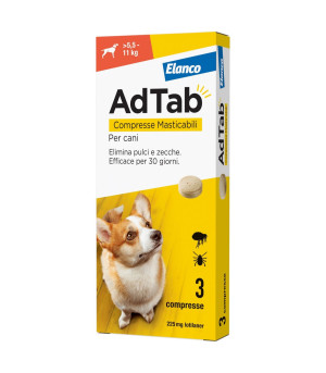 Elanco Adtab 225 mg Antiparassitario per Cani 5,5-11 kg 3 compresse
