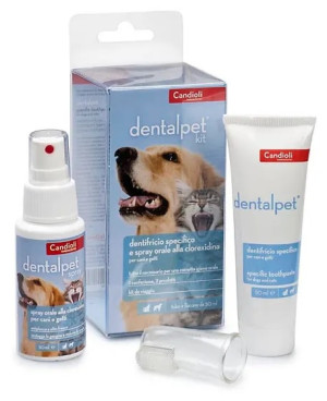Candioli Veterinari Dentalpet Kit Cani e Gatti Candioli Dentifricio 50ml+ Spray 50ml+ Ditale