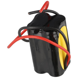 4,8 Volt 800mAh Akku für Notbeleuchtung, NiCD, 29x29x50mm, Zellengröße AA, mit 20cm Kabelausgang, ohne Stecker