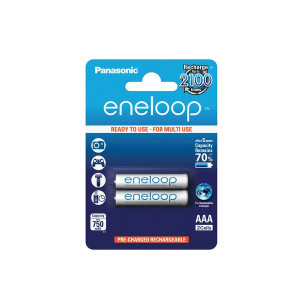 Akkus Panasonic Eneloop Micro AAA, z.B. für Schnurlos-DECT-Telefone, BK-4MCCE, Ni-Mh, 2 Stück